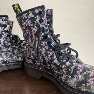 Flower Pattern Dr. Martens Boots, Size 7